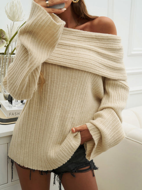'Clarimond' Drop Shoulder Oversized Knit Sweater - Celes Fashion